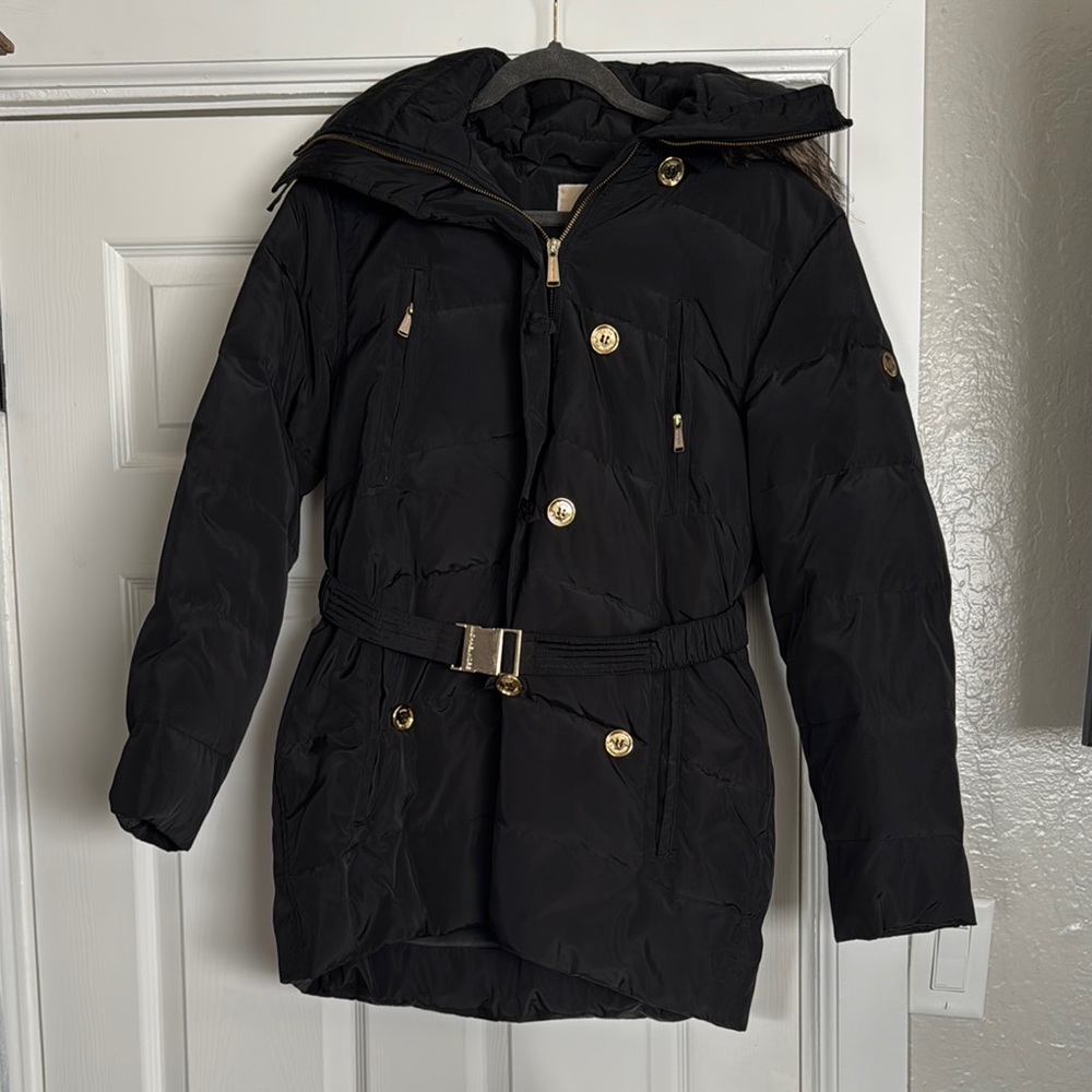 MICHAEL KORS Black Belted Coat